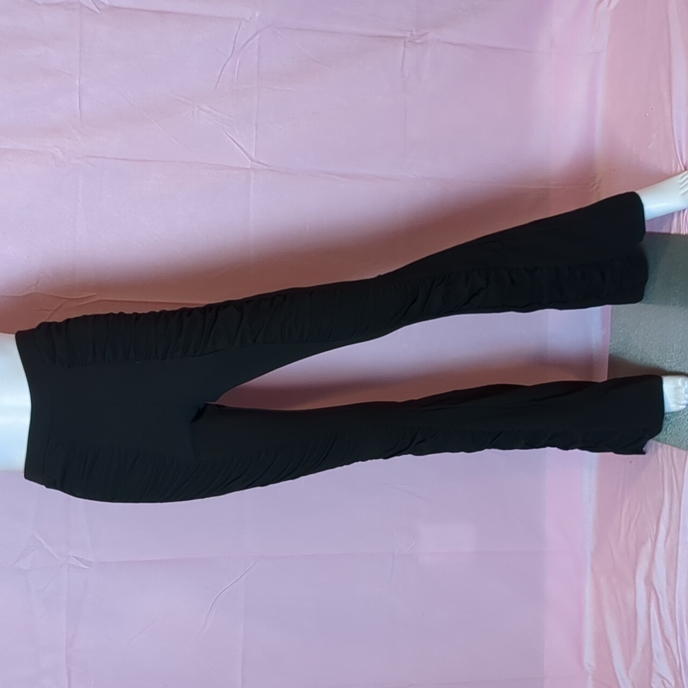 PrettyLittleThing Ruched Panel Flare Trousers in Black size 2